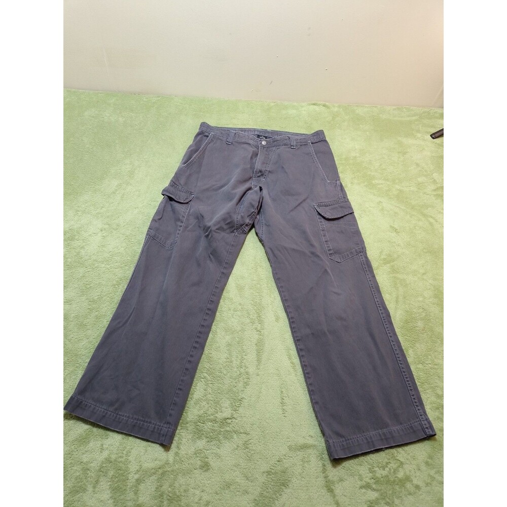Prana Mens Sz L Organic Cotton Cargo Pants Gray 34x27 Hiking Utility